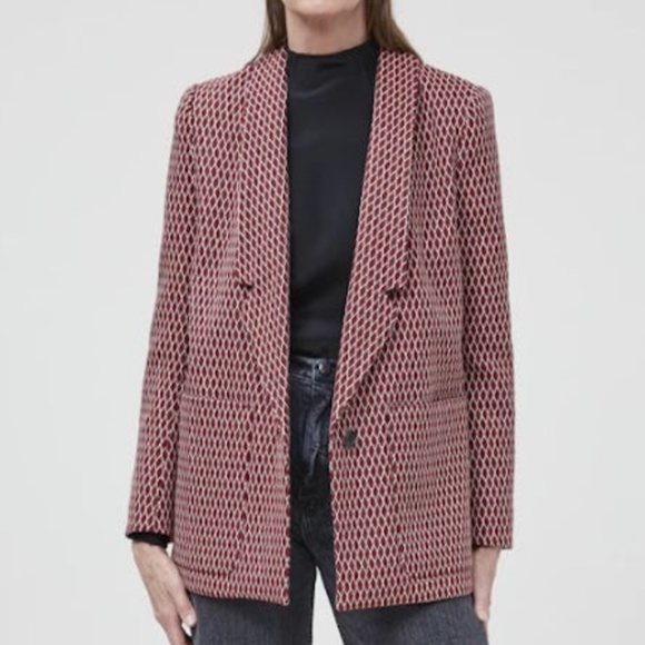 Rachel Comey Red Geometric Wool Blend Blazer Jacket Size 2 - Picture 1 of 16